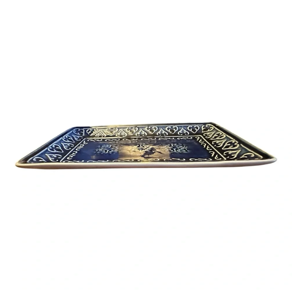Artistic Accents Blue Ceramic Dish Cobalt Blue Mediterranean Style